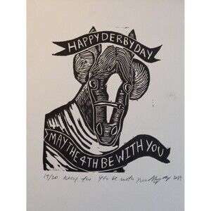 Happy Derby Day May the 4th be with you linocut horse dadjokes